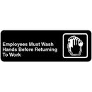 TRAEX 4530 SIGN WASH HANDS BLACK 3X9-IN