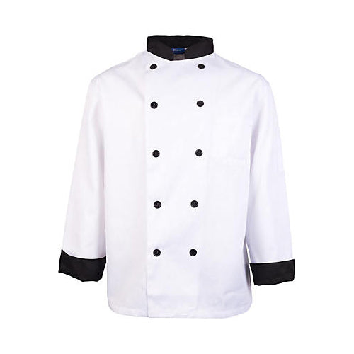 MAVRIK 1048L LG EXECUTIVE CHEF COAT BLACK TRIM