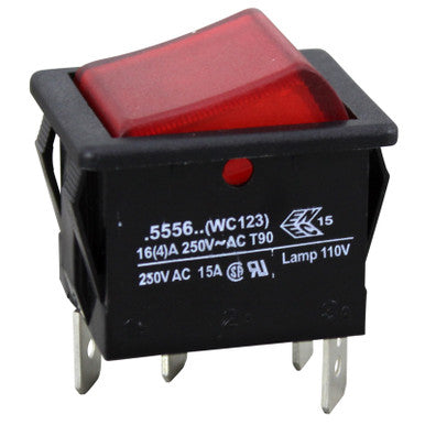 WILBUR CURTIS WC- 123 SWITCH ROCKER (RED) 120V NEON