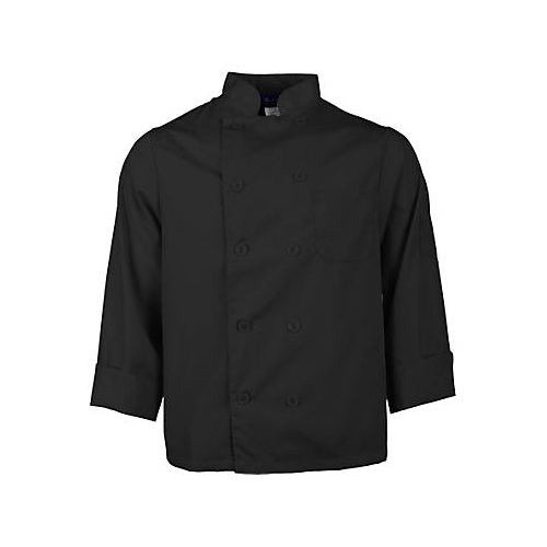 MAVRIK 2577BLKS SM LW CHEF COAT BLACK LONG SLEEVE