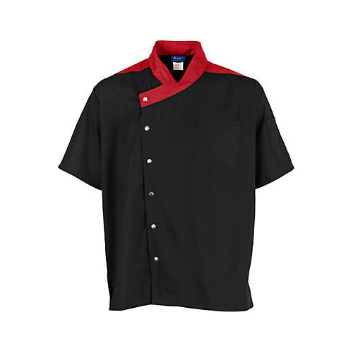MAVRIK 2779BKRDL LG LW UPTOWN CHEF COAT BLACK/RED