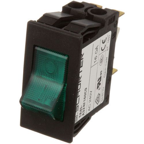 APW 1300220 SWITCH ROCKER DPST GREEN 16 A