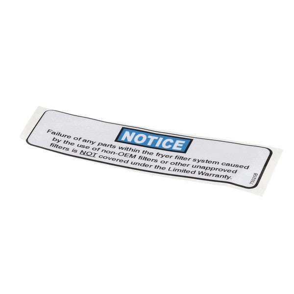 HENNY PENNY 75025 LABEL - FILTER NOTICE