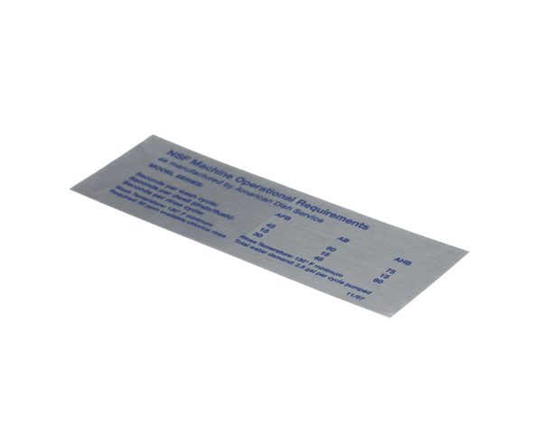 AMERICAN DISH SERVICE 089-9278 DECAL NSF MODEL AF-B