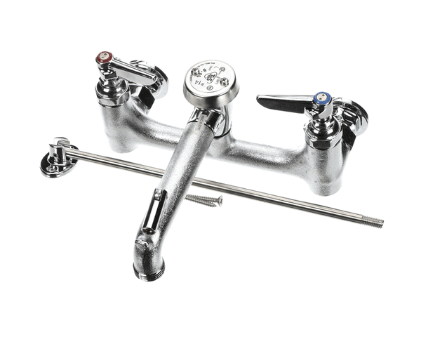 T&S B-0665-BSTP-VRS 8 SERVICE SINK FAUCET WALL MOUNT BUILT-IN STOPS