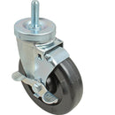 COMPONENT HARDWARE C25-1951 MEDIUM-DUTY 5-IN THREADED STEM CASTER WITH BRAKE BLACK PLASTIC HUB
