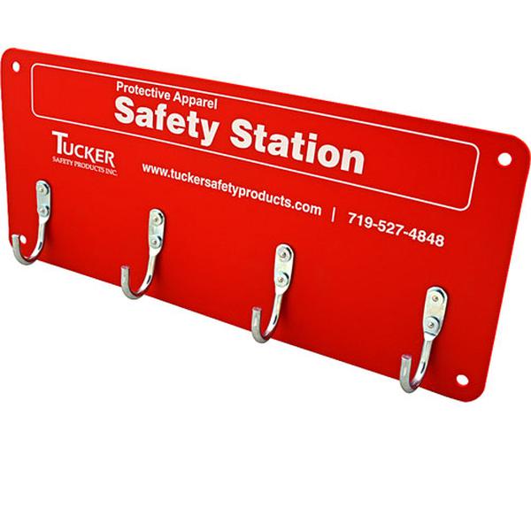TUCKER 99954 BURN GEAR SAFETY STATION RACK BY TUCKER SAFETY PRODUCTS USED TO HANG BURN PREVENTION SAFETY ITEMS SUCH AS GLOVES APRONS HEADGEAR AND MORE