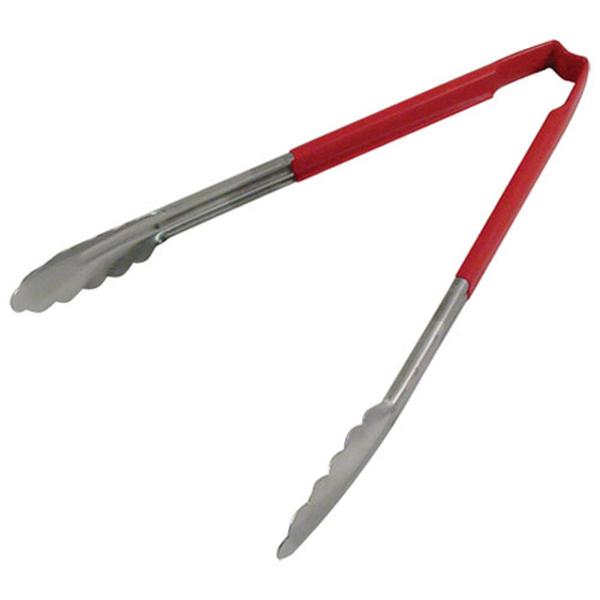 EDLUND 31211 KOOL-TOUCH COLOR-CODED TONGS 12-IN WITH SCALLOPED PADDLE RED HANDLE
