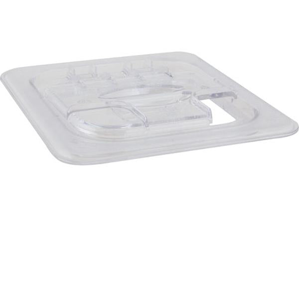 CAMBRO 60CWLN(135) 1/6 SIZE CLEAR CAMWEAR® FLIPLID® HINGED NOTCHED COVER