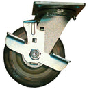 STANDARD KEIL 1131-2041-3000 HEAVY-DUTY 5-IN PLATE CASTER WITH BRAKE GRAY POLYURETHANE WHEEL WITH PLASTIC HUB