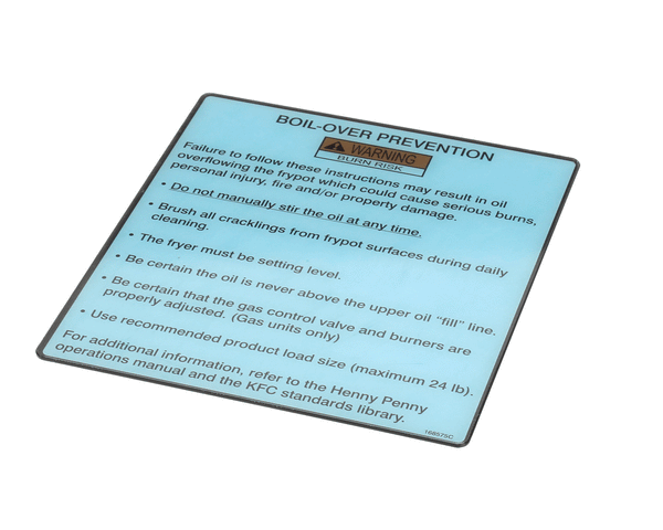 HENNY PENNY 168575 LABEL-BOILOVR PREVENT KFC EVOL